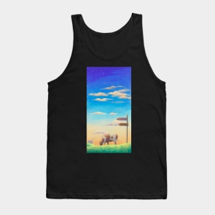 The digital painted rural nature labeled "home" Tank Top